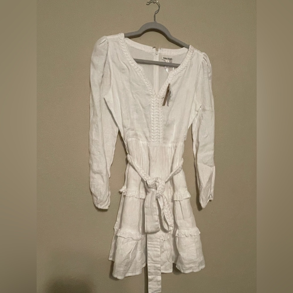 NWT Roller Rabbit Naema Split V-Neck Long Balloon Sleeve Tiered A-Line Dress - Picture 3 of 6